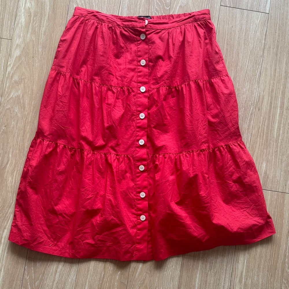 Madewell Red Button-Down Women's Skirt